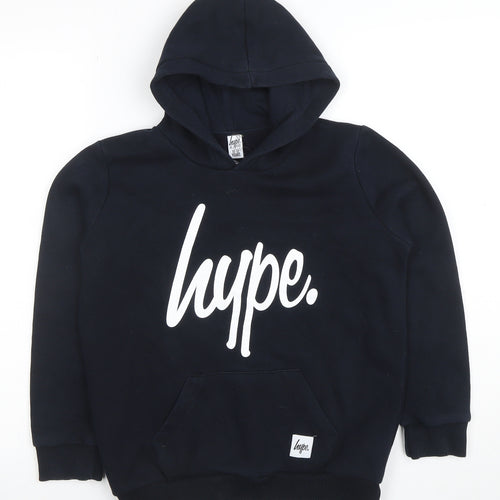 Hype Boys Black Pullover Hoodie 11-12 Years Cotton Blend Casual
