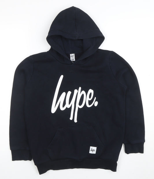 Hype Boys Black Pullover Hoodie 11-12 Years Cotton Blend Casual