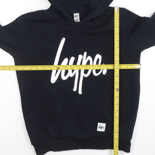 Hype Boys Black Pullover Hoodie 11-12 Years Cotton Blend Casual