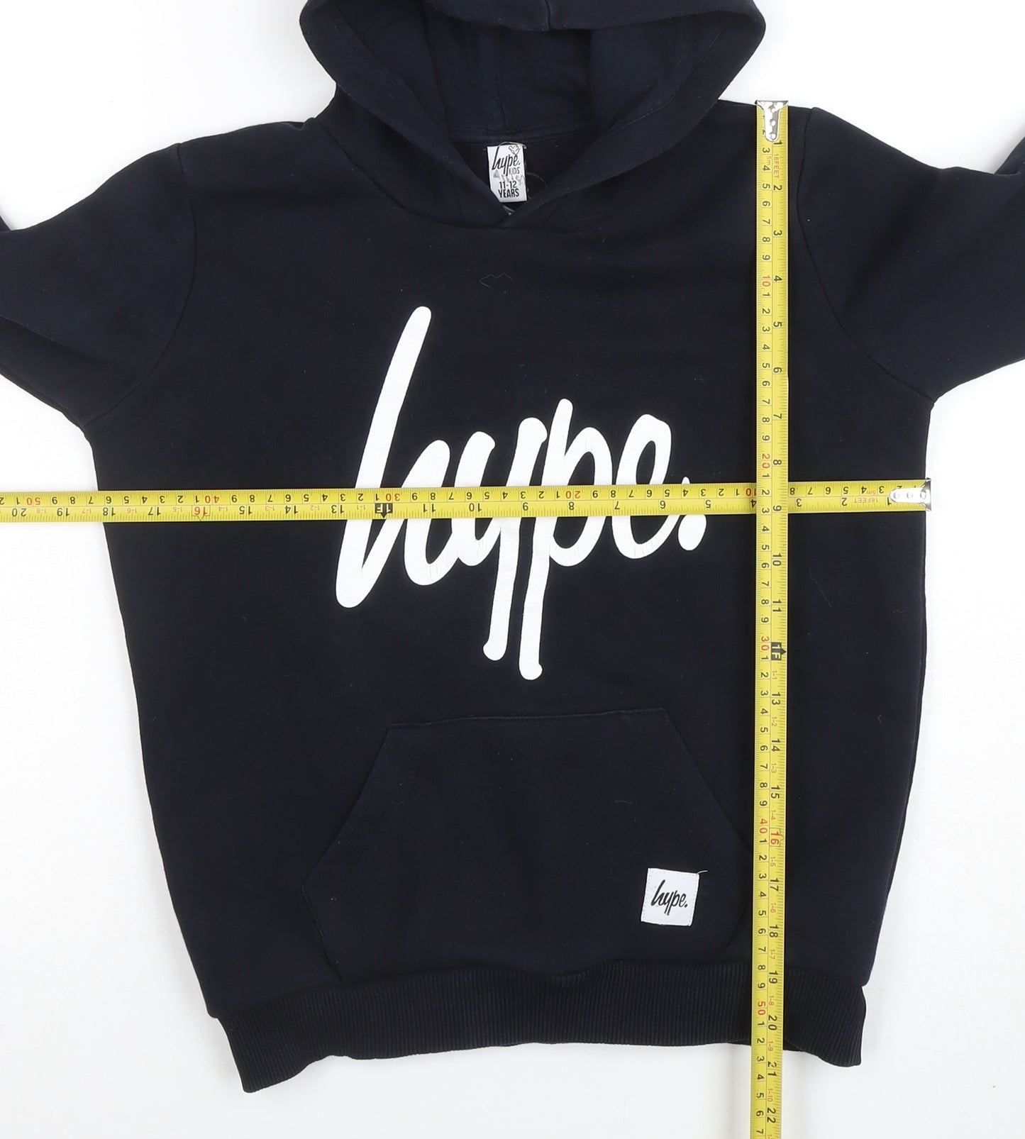 Hype Boys Black Pullover Hoodie 11-12 Years Cotton Blend Casual