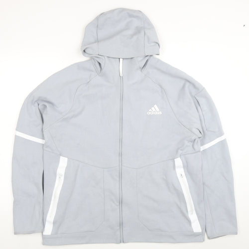 Adidas Men's Grey Full Zip Hoodie XL Sportswear Classic Fit