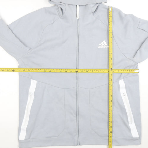 Adidas Men's Grey Full Zip Hoodie XL Sportswear Classic Fit