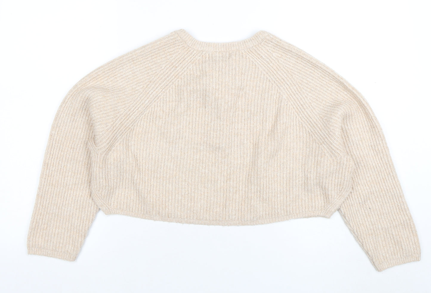 Pull&Bear Women's Beige Henley Knit Jumper Size S