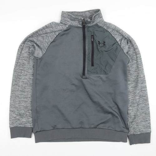 Under Armour Boys Grey 1/2 Zip Pullover Hoodie XL - Lightweight Training Top