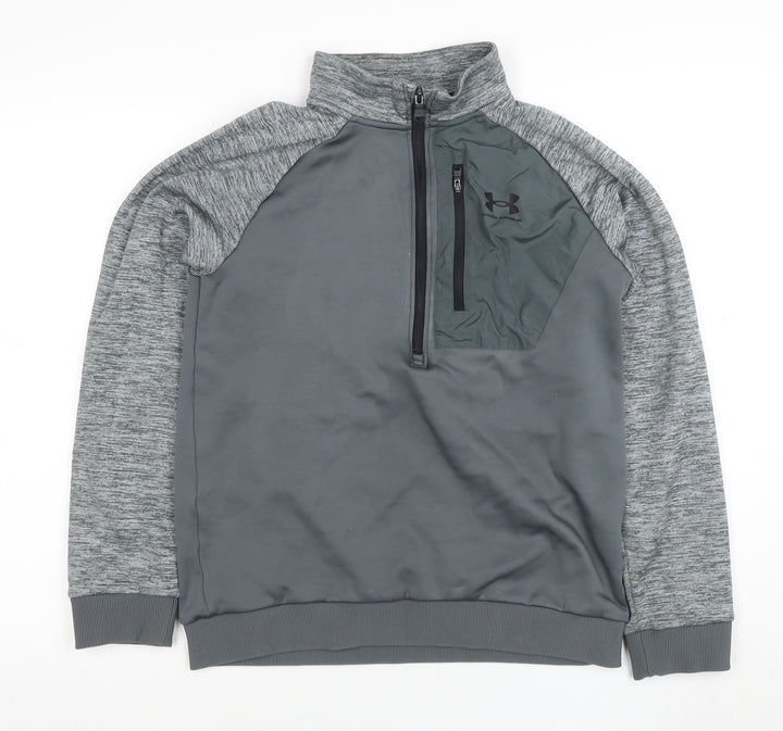 Under Armour Boys Grey 1/2 Zip Pullover Hoodie XL - Lightweight Training Top