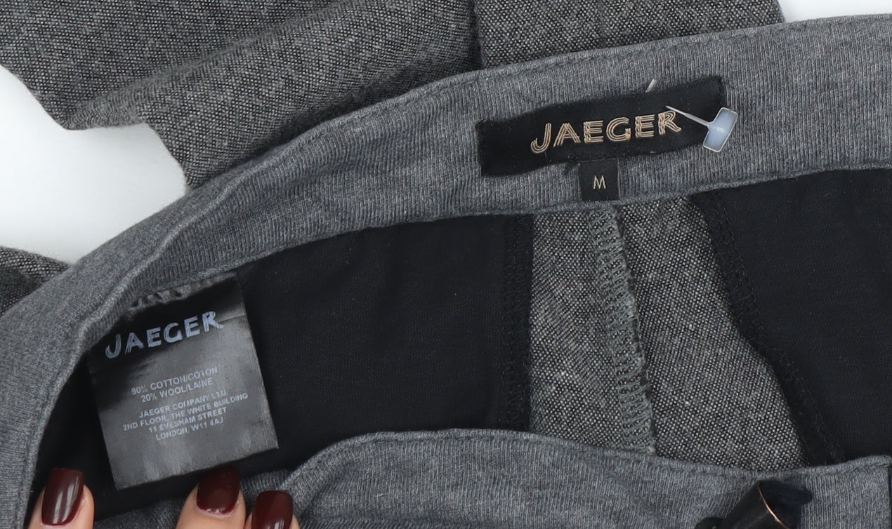 Jaeger Women Grey Wool Blend Straight Trousers M