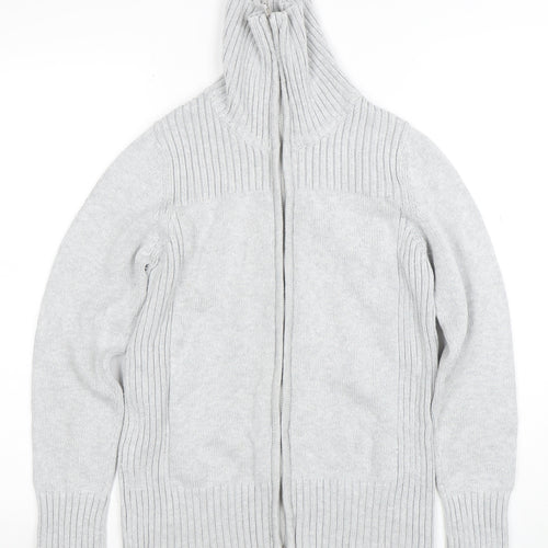Marks and Spencer Women's Grey Size 12 Roll Neck Full Zip Jumper