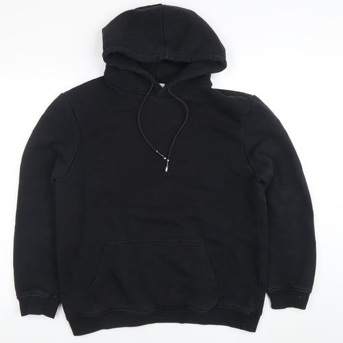 ARNE Women Black M Pullover Hoodie Cotton Blend Casual Sweatshirt