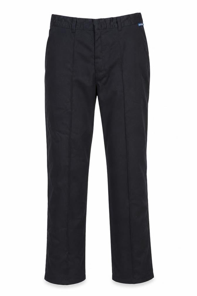 Front view of Portwest Men's Black Workwear Trousers Medium 30W 31L Polyester Cotton