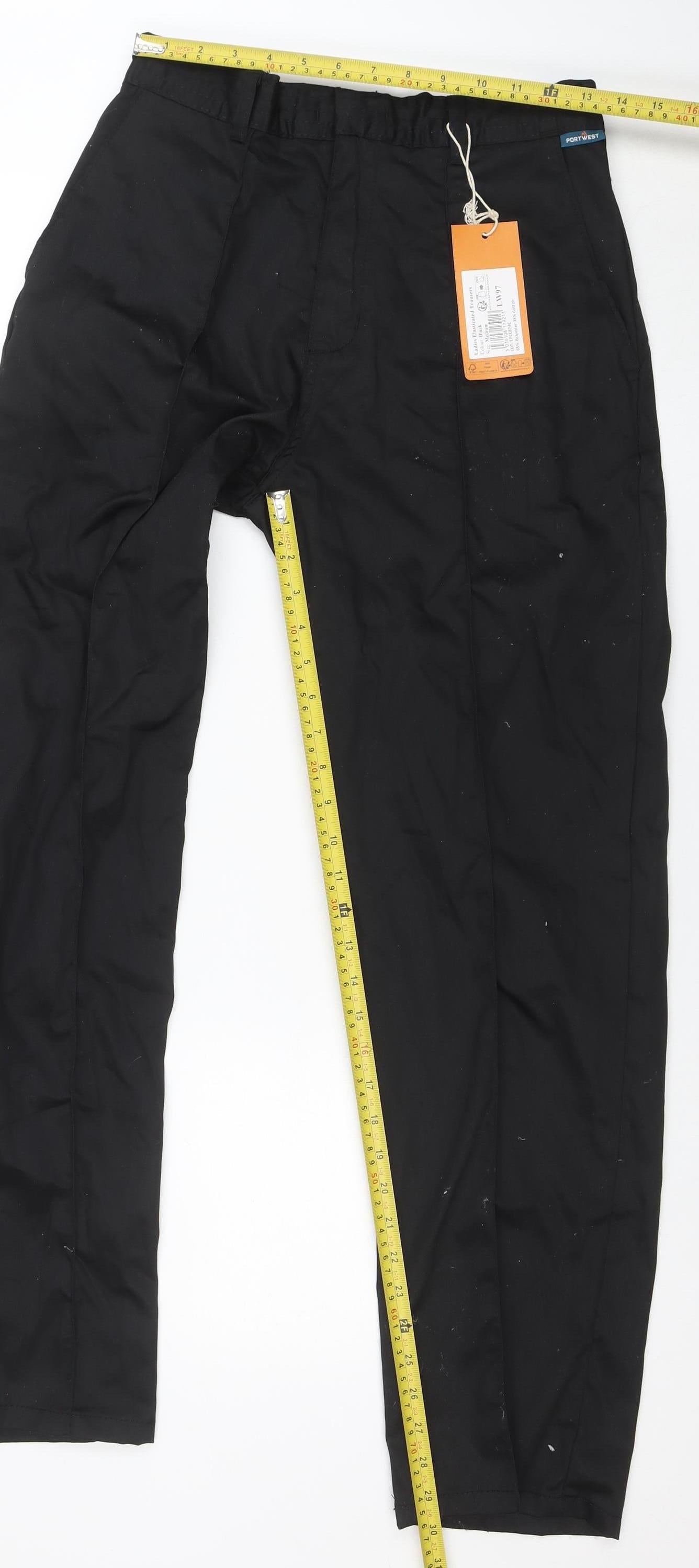 Portwest Men's Black Workwear Trousers Medium 30W 31L Polyester Cotton