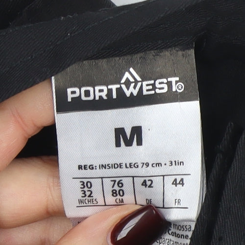 Portwest Men's Black Workwear Trousers Medium 30W 31L Polyester Cotton