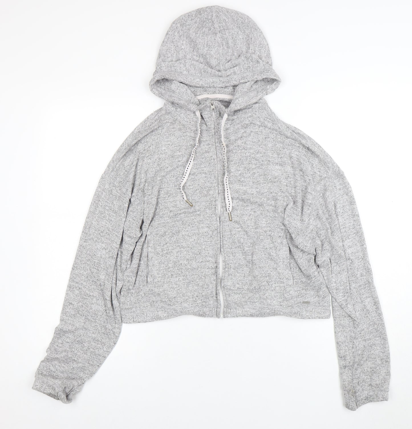 Hollister Women Grey Full Zip Hoodie Small Soft Knit Casual