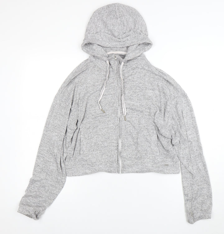 Hollister Women Grey Full Zip Hoodie Small Soft Knit Casual