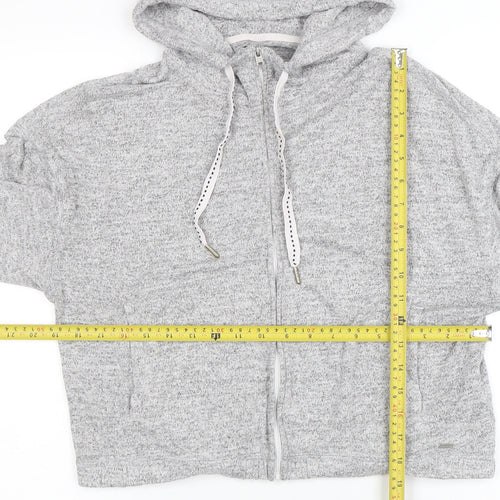 Hollister Women Grey Full Zip Hoodie Small Soft Knit Casual