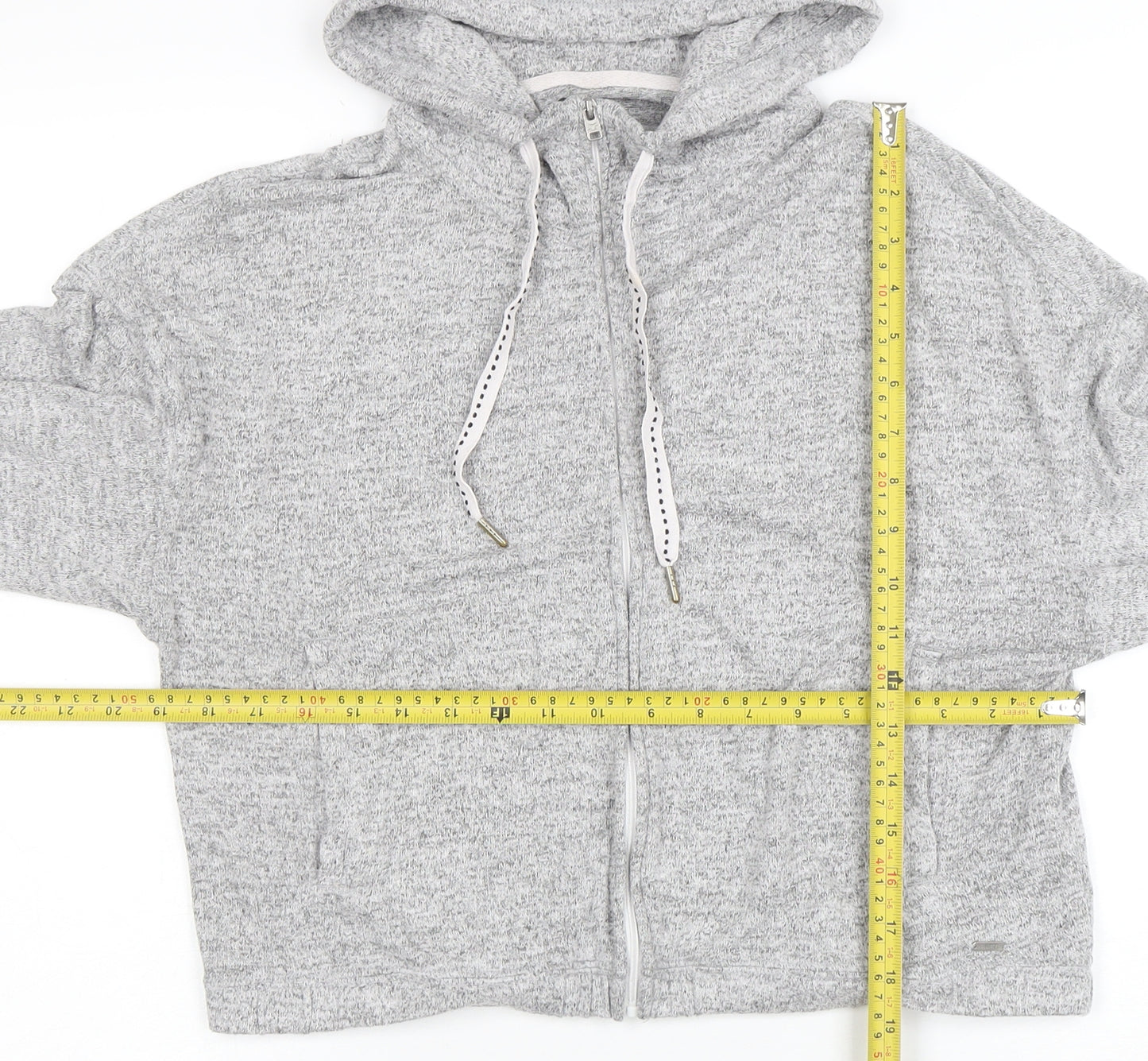 Hollister Women Grey Full Zip Hoodie Small Soft Knit Casual