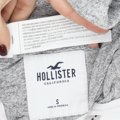 Hollister Women Grey Full Zip Hoodie Small Soft Knit Casual