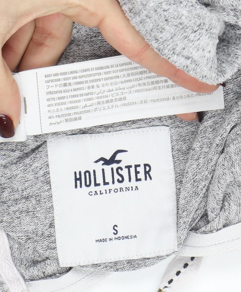 Hollister Women Grey Full Zip Hoodie Small Soft Knit Casual