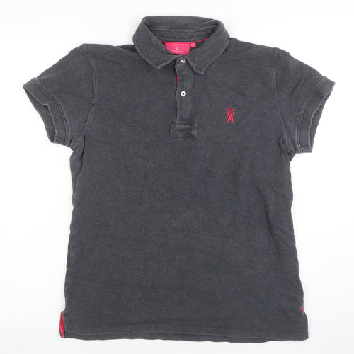Vicomte A. Women's Grey Cotton Polo Shirt M Classic Fit