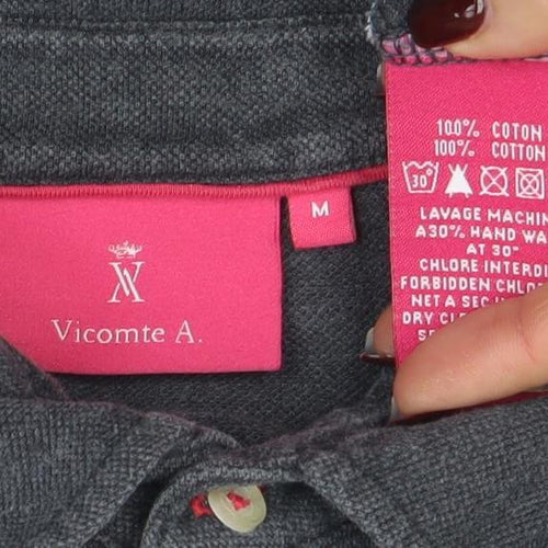 Vicomte A. Women's Grey Cotton Polo Shirt M Classic Fit