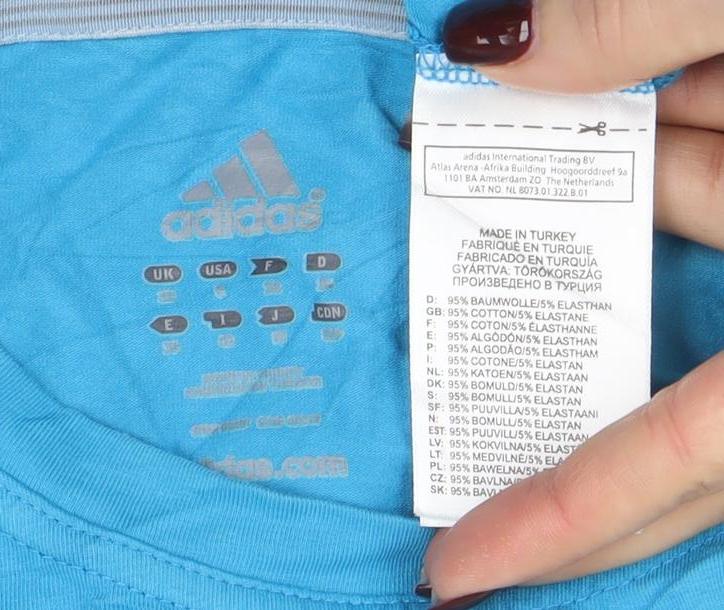 Adidas Women's Blue Slim Fit Active T-Shirt Size 8