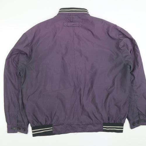 MAN Men's Purple Bomber Jacket Size L Zip Up Casual Varsity Style