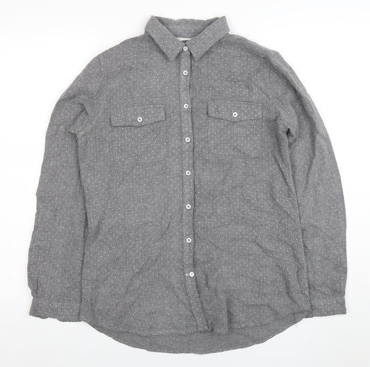 Crew Clothing Co. Womens Grey Polka Dot Button-Up Shirt Size 10