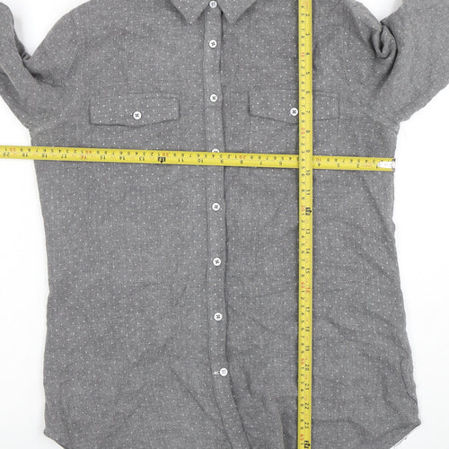 Crew Clothing Co. Womens Grey Polka Dot Button-Up Shirt Size 10