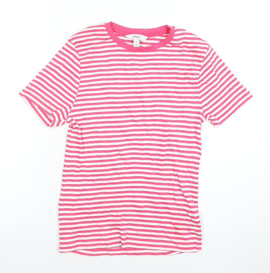 Marks and Spencer Women’s Pink Striped Cotton T-Shirt Size 10