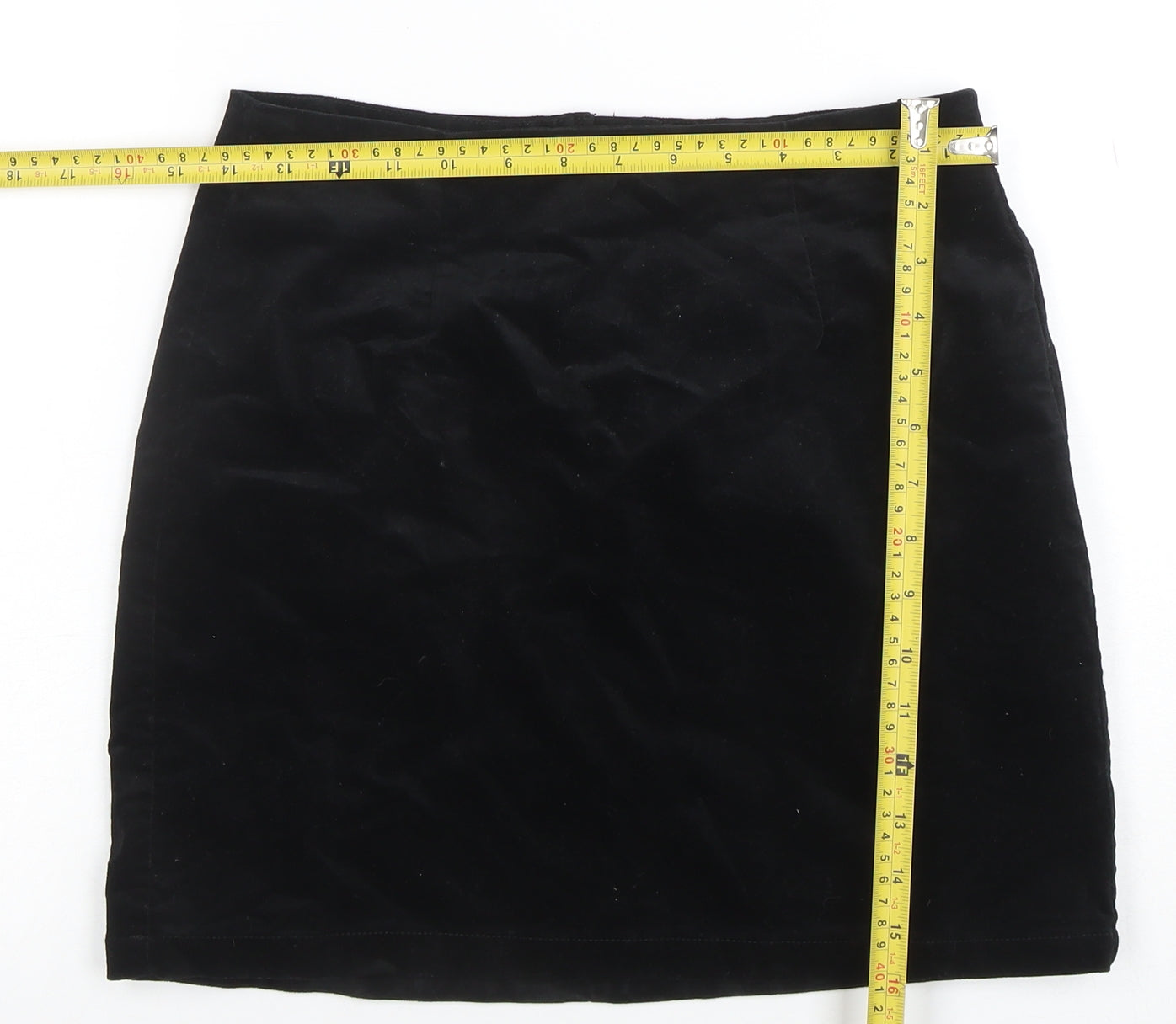 Warehouse Women’s Black Velvet Stretch Pencil Skirt Size 10