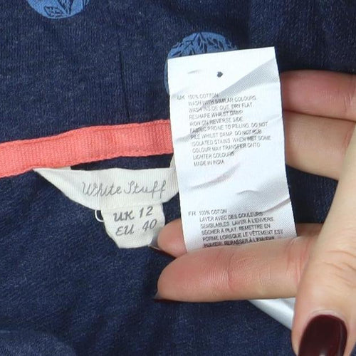 White Stuff Women Blue Roll Neck Jersey Top Size 12
