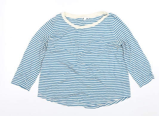 COS Womens Blue White Striped 3/4 Sleeve Cotton T-Shirt Size 12