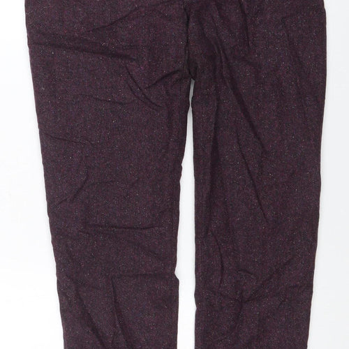 Jigsaw Women's Purple Wool Blend Tweed Straight Trousers UK 10