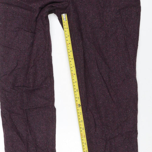 Jigsaw Women's Purple Wool Blend Tweed Straight Trousers UK 10