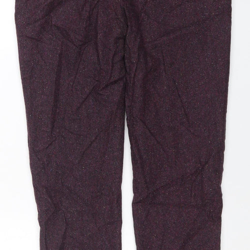 Jigsaw Women's Purple Wool Blend Tweed Straight Trousers UK 10