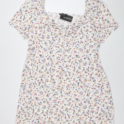 Wednesday's Girl Women's Plus Size 24 Multicoloured Floral A-Line Puff Sleeve Dress