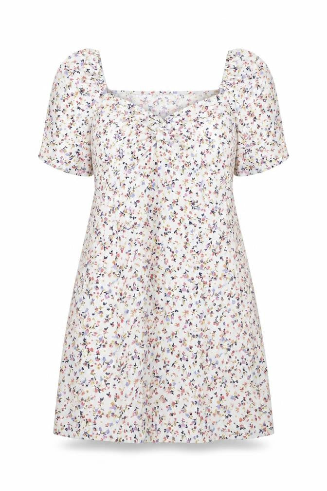 Wednesday's Girl Women's Plus Size 24 Multicoloured Floral A-Line Puff Sleeve Dress
