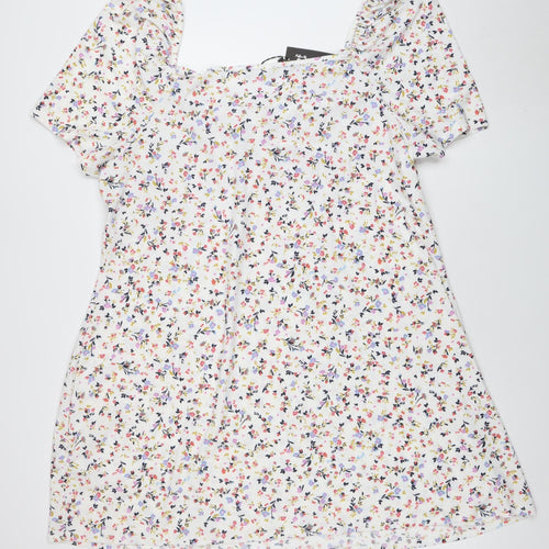 Wednesday's Girl Women's Plus Size 24 Multicoloured Floral A-Line Puff Sleeve Dress