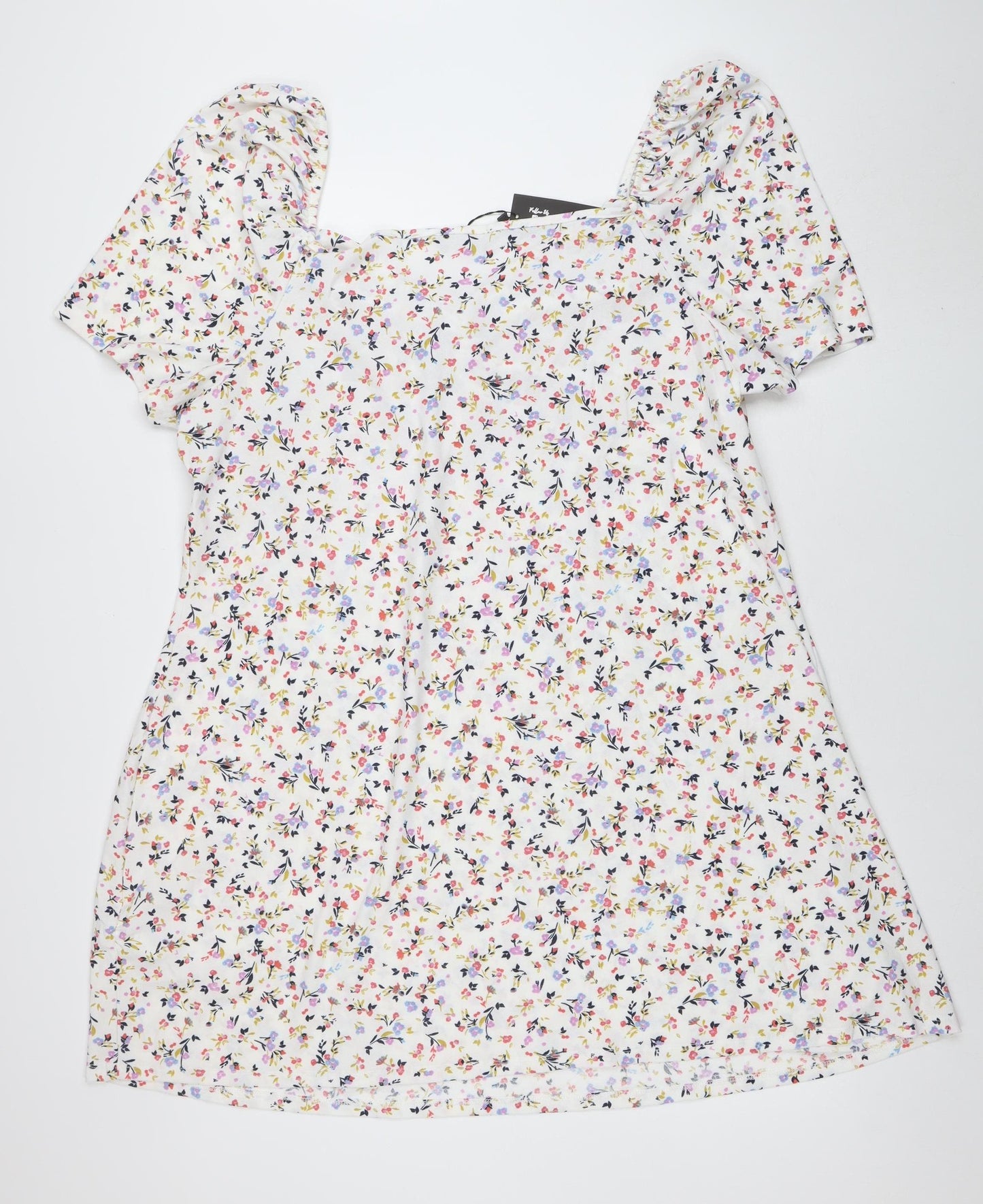 Wednesday's Girl Women's Plus Size 24 Multicoloured Floral A-Line Puff Sleeve Dress