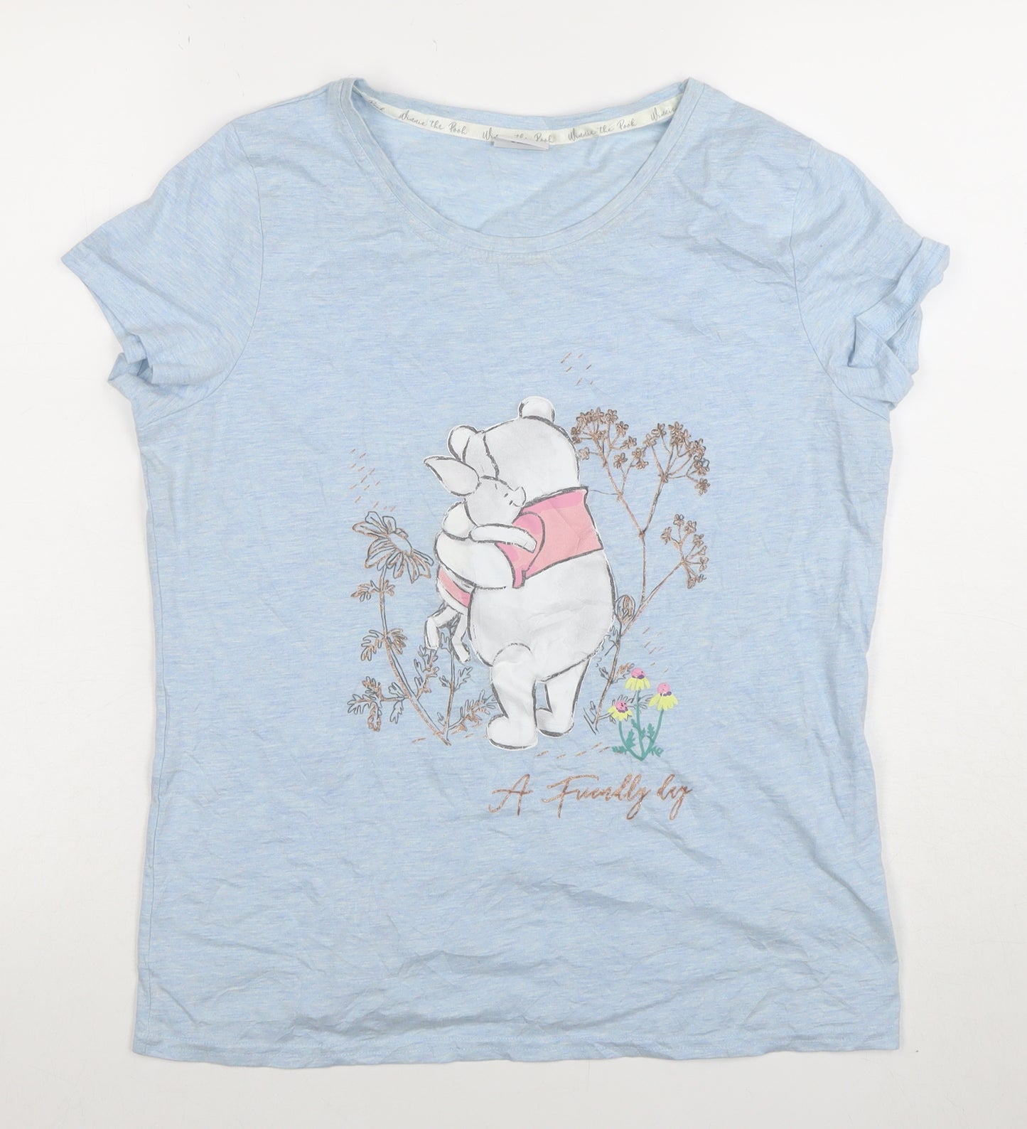 Disney Women Blue Winnie the Pooh T-Shirt Size 12-14 Short Sleeve