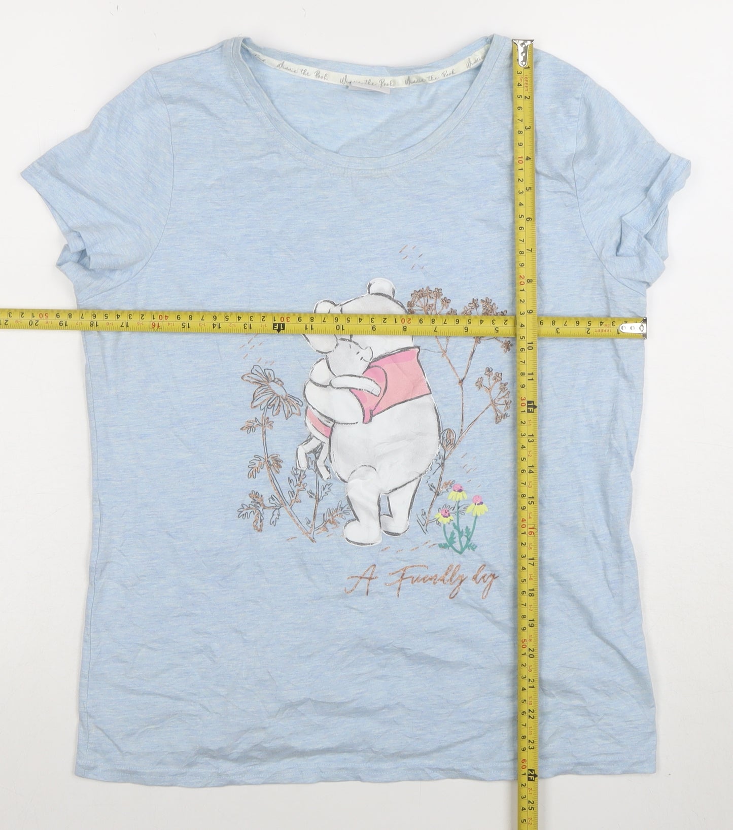 Disney Women Blue Winnie the Pooh T-Shirt Size 12-14 Short Sleeve