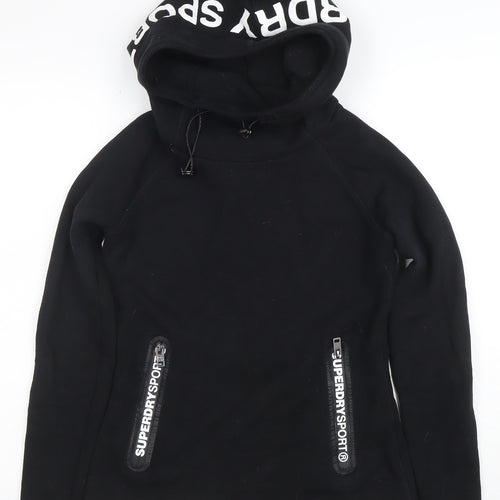 Superdry Sport Womens Black XS Pullover Hoodie Drawstring Pockets