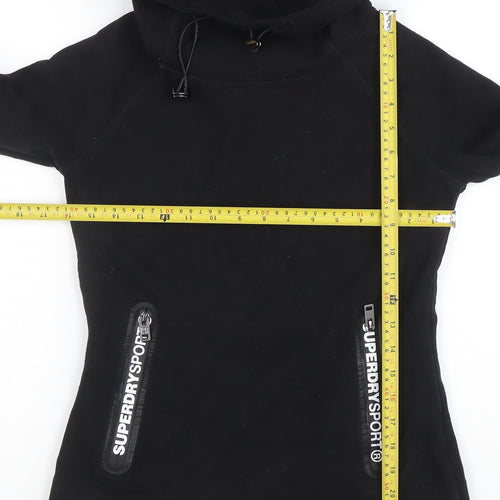 Superdry Sport Womens Black XS Pullover Hoodie Drawstring Pockets