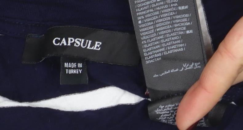 Capsule Women's Blue Striped 'Together' Embroidered T-Shirt Size 10