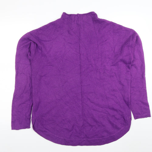NOOSNOW Womens Purple Wool Blend Mock Neck Long Sleeve Jumper M