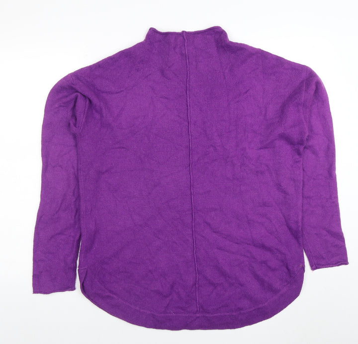 NOOSNOW Womens Purple Wool Blend Mock Neck Long Sleeve Jumper M