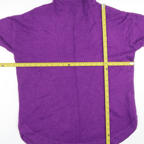 NOOSNOW Womens Purple Wool Blend Mock Neck Long Sleeve Jumper M