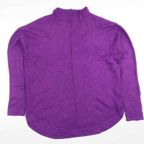 NOOSNOW Womens Purple Wool Blend Mock Neck Long Sleeve Jumper M