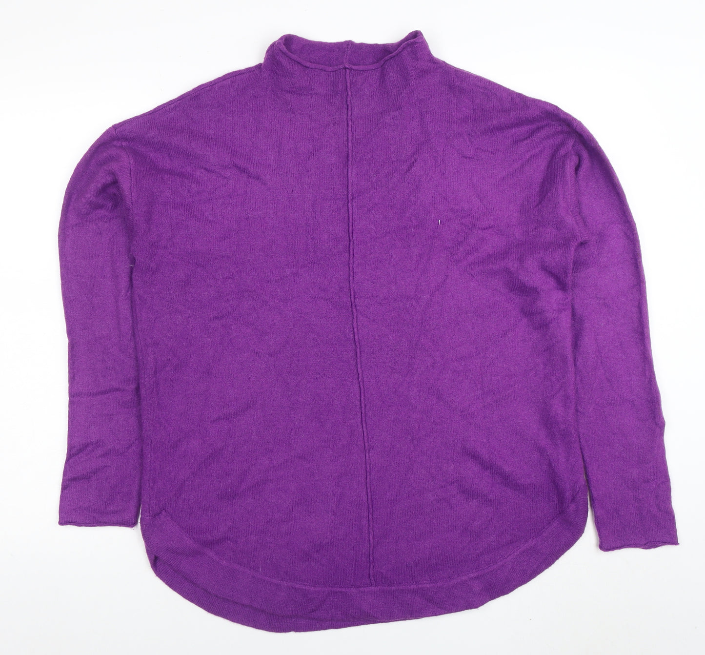 NOOSNOW Womens Purple Wool Blend Mock Neck Long Sleeve Jumper M