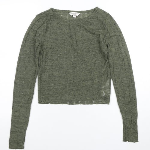 Brave Soul Women Green XS Lightweight Crew Neck Long Sleeve Jumper