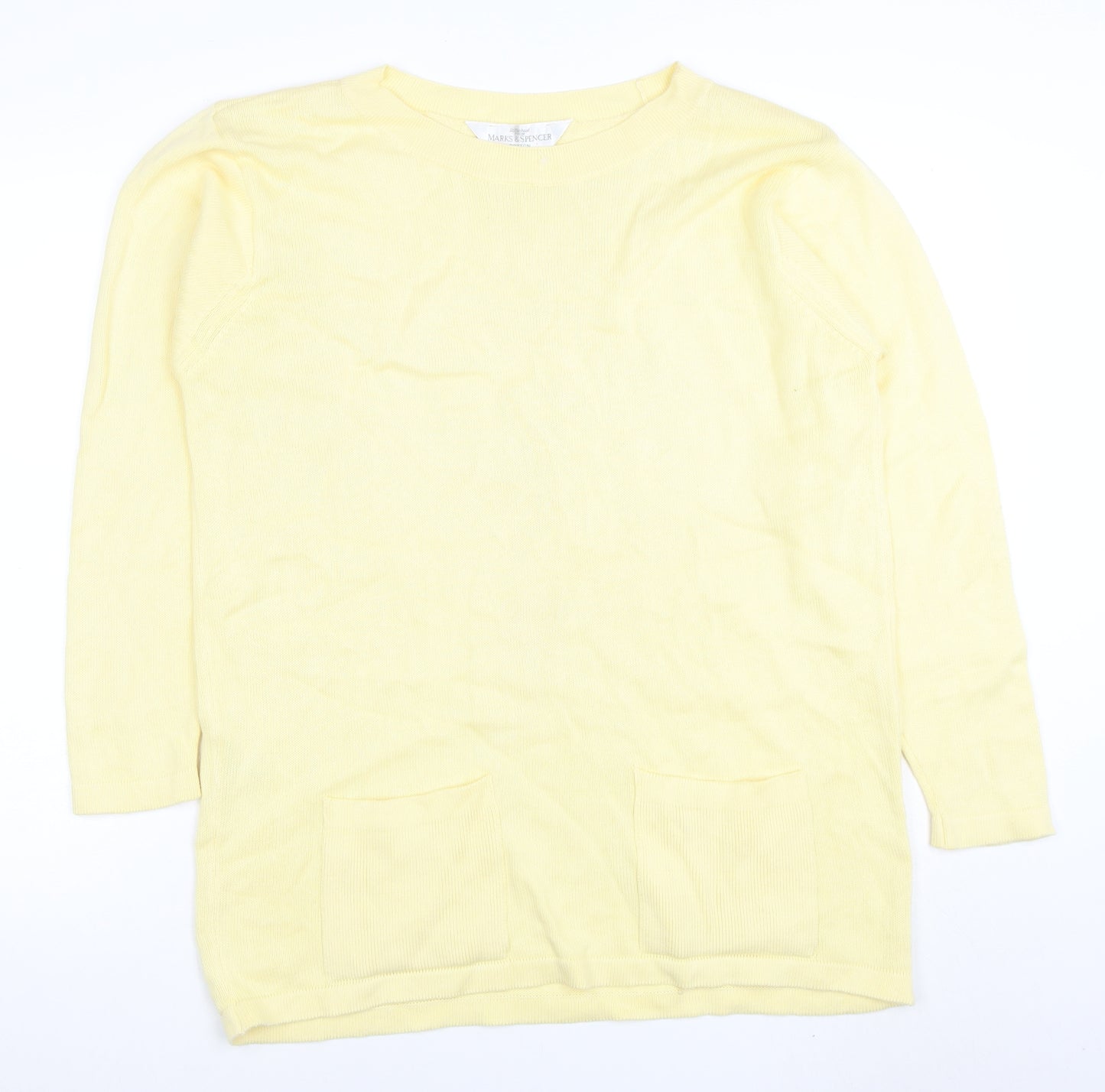 Marks and Spencer Women Yellow Cotton Long Sleeve Tunic Jumper Size 10